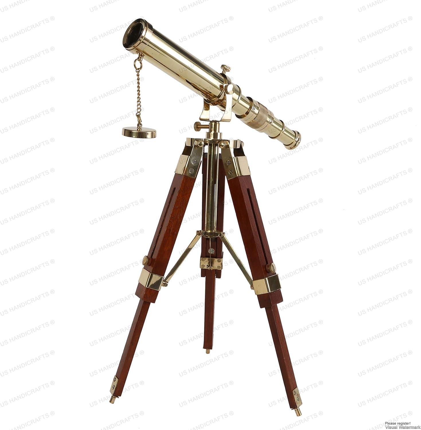 Vintage Brass Telescope with DF Lens and Tripod Stand