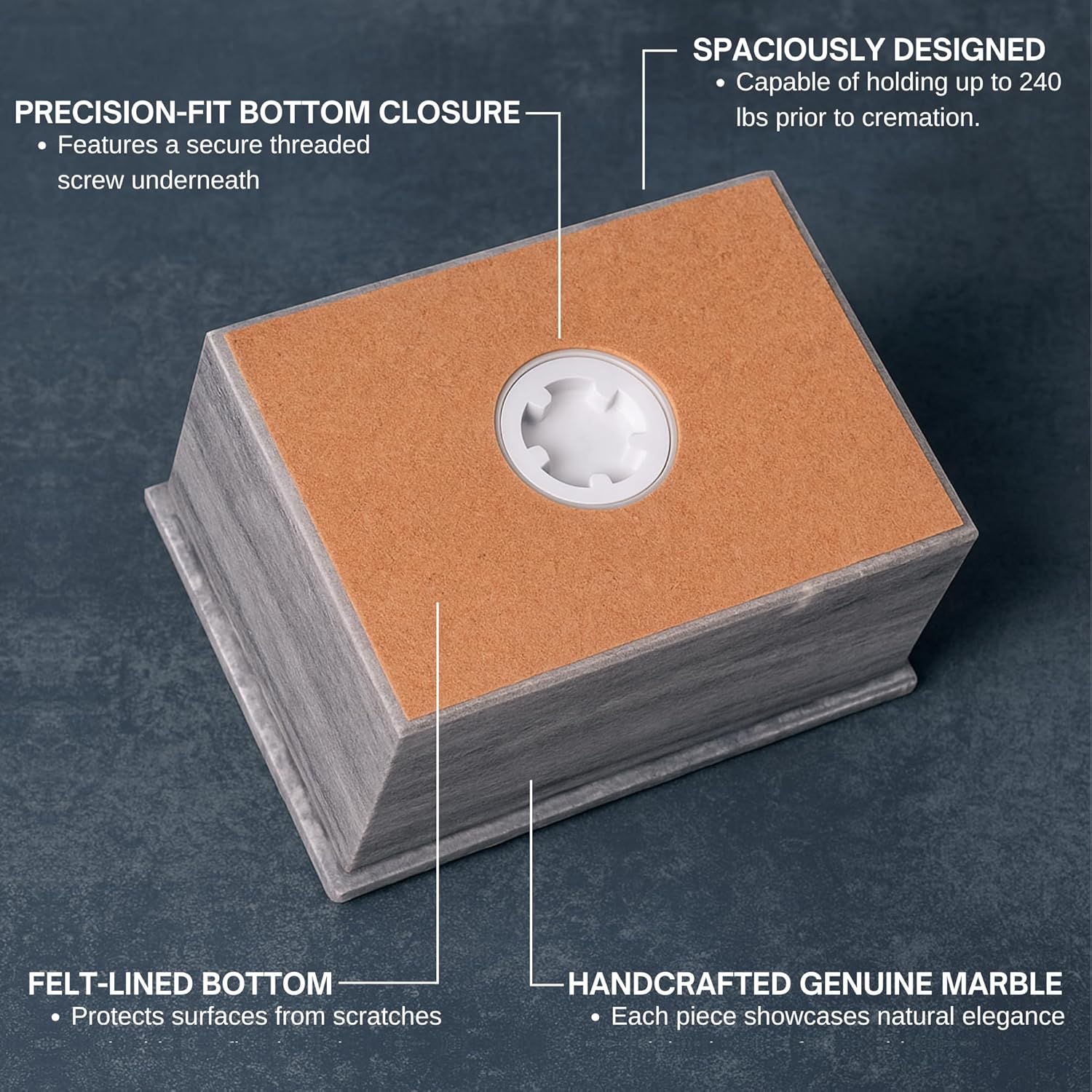 Bey-Berk Deering Moments Marble Cremation Urn for Human Adult Size Grey