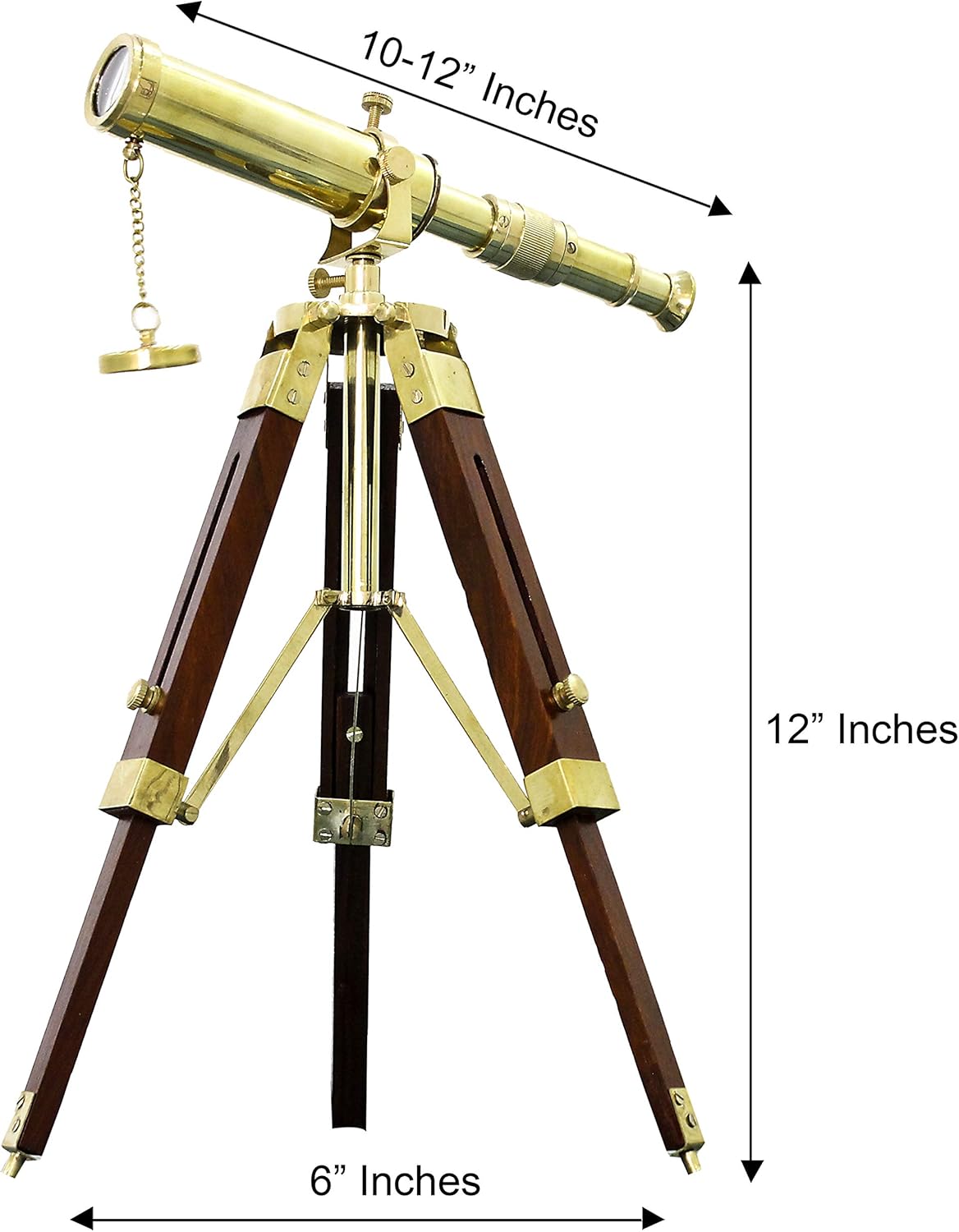 Vintage Brass Telescope with Wooden Tripod Stand for Home Decor and Gifts