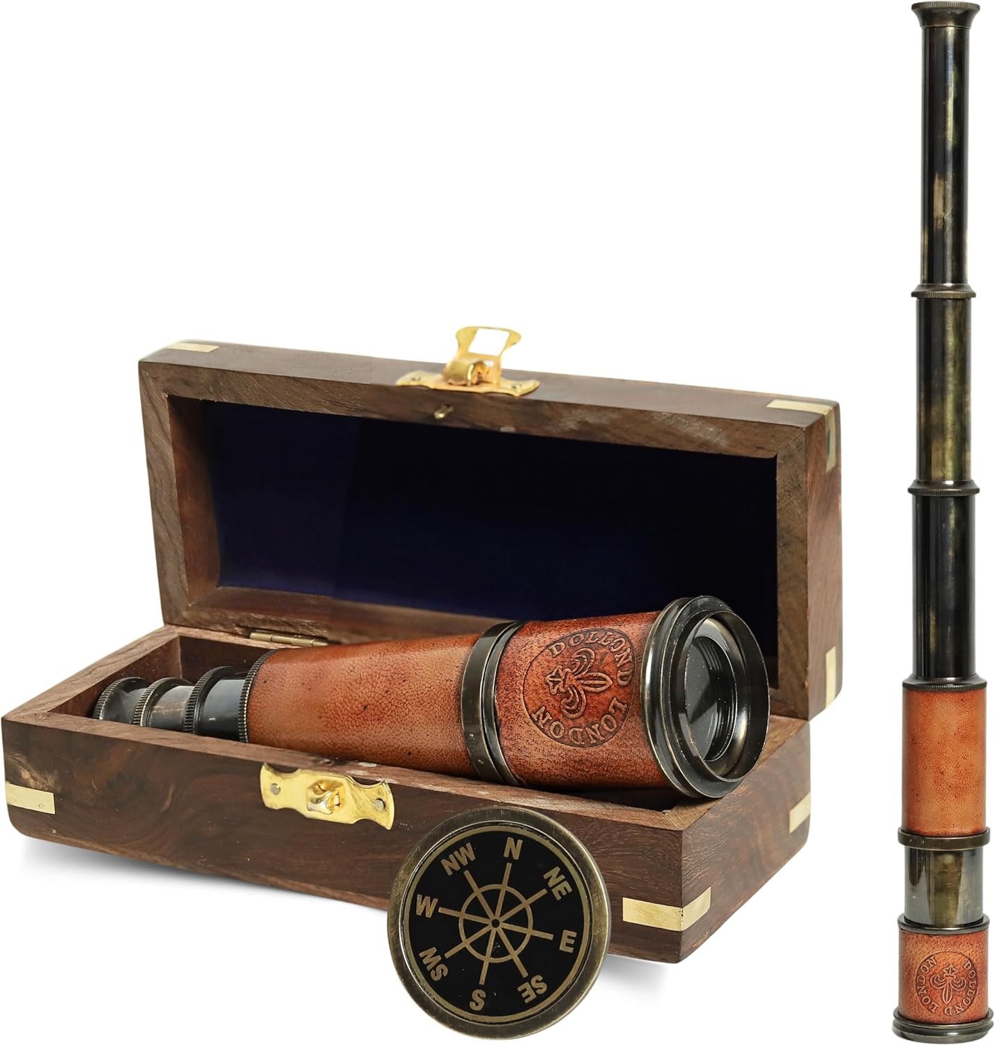 Vintage Brass Telescope with Leather Wrap by Dollond London