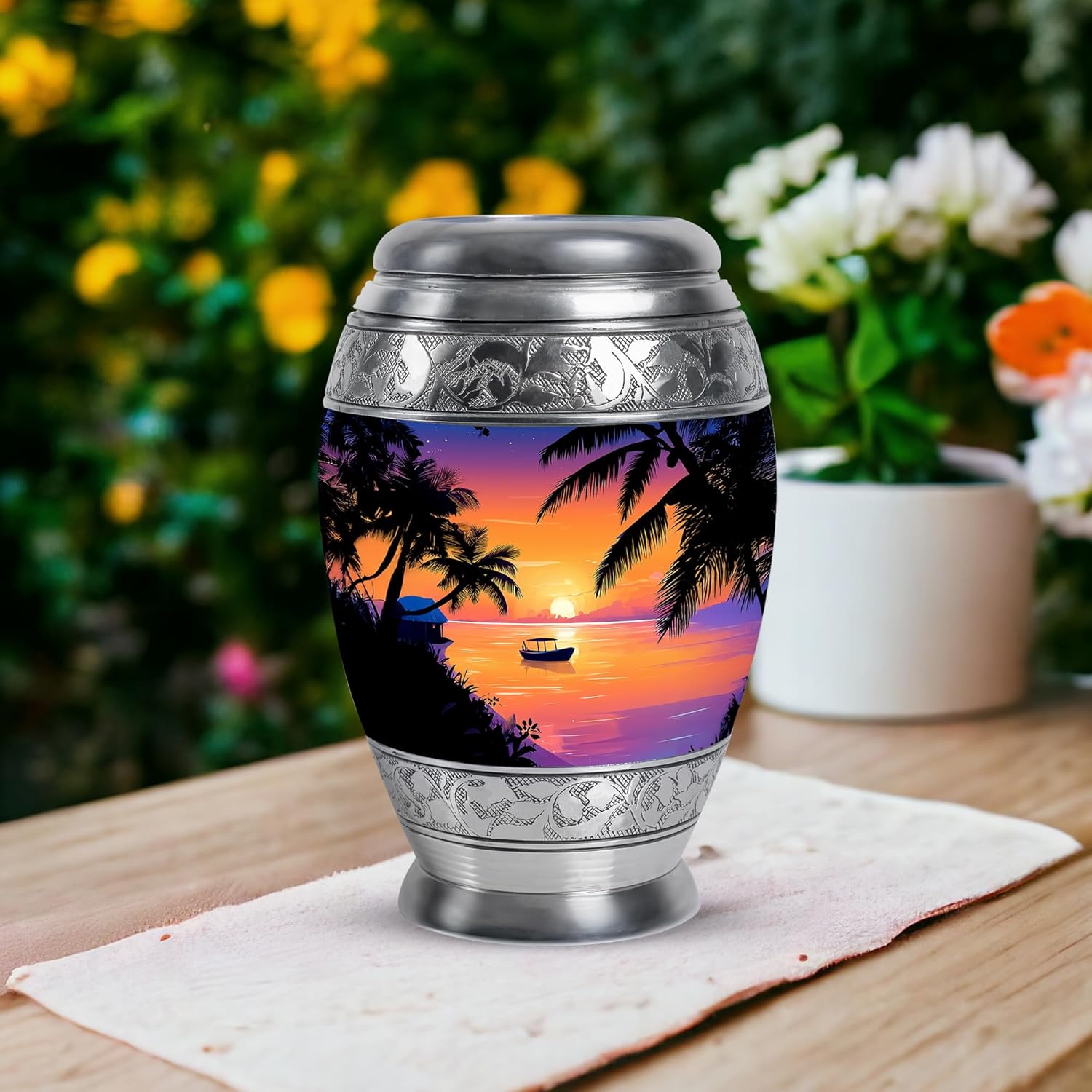 Stylish Cremation Urn for Adult Ashes - 10 Inch Large 3 Inch Small Combo