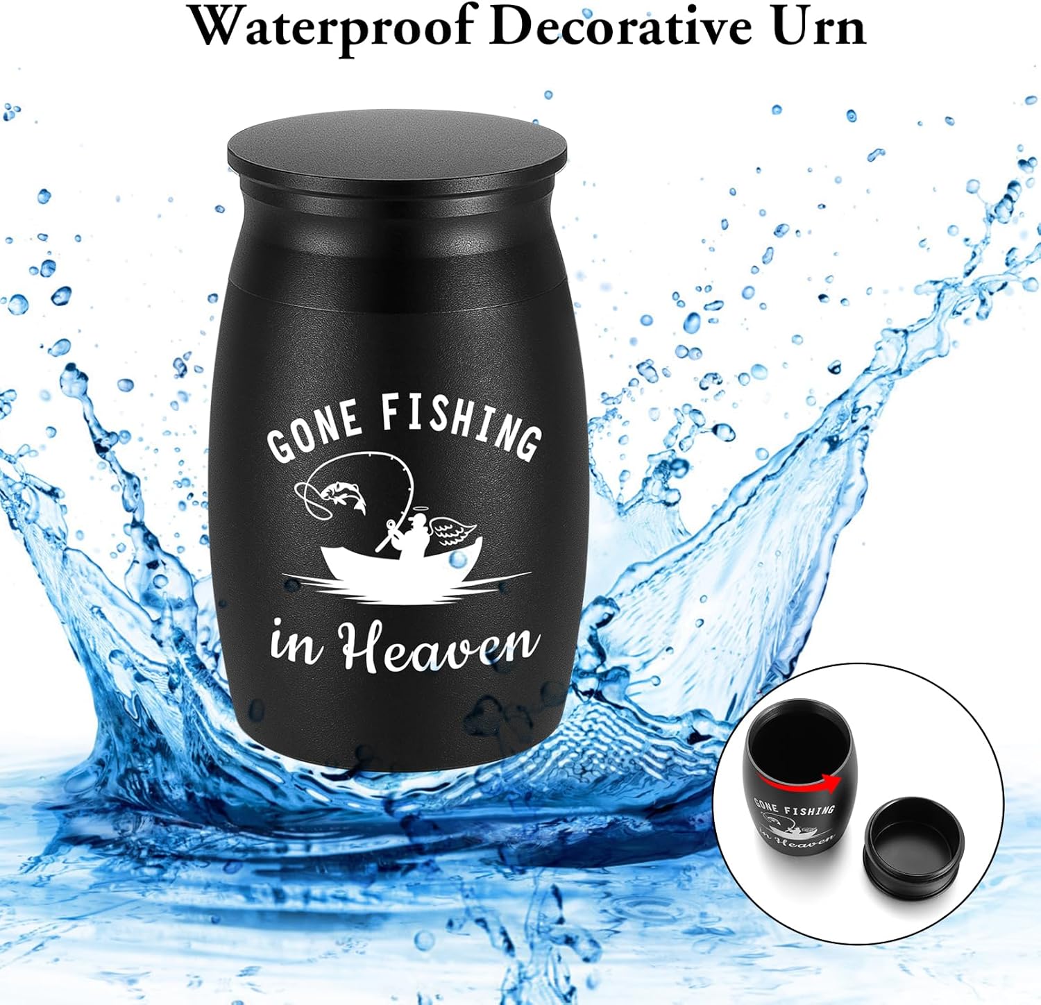 SOITIS Customized Small Urns for Human Ashes - 276 Inches Black Aluminum Urn with Secure Lid