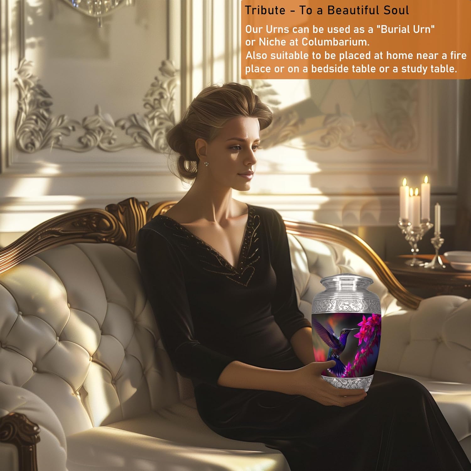 Naniurn Hummingbird Decorative Urn for Ashes Large Size