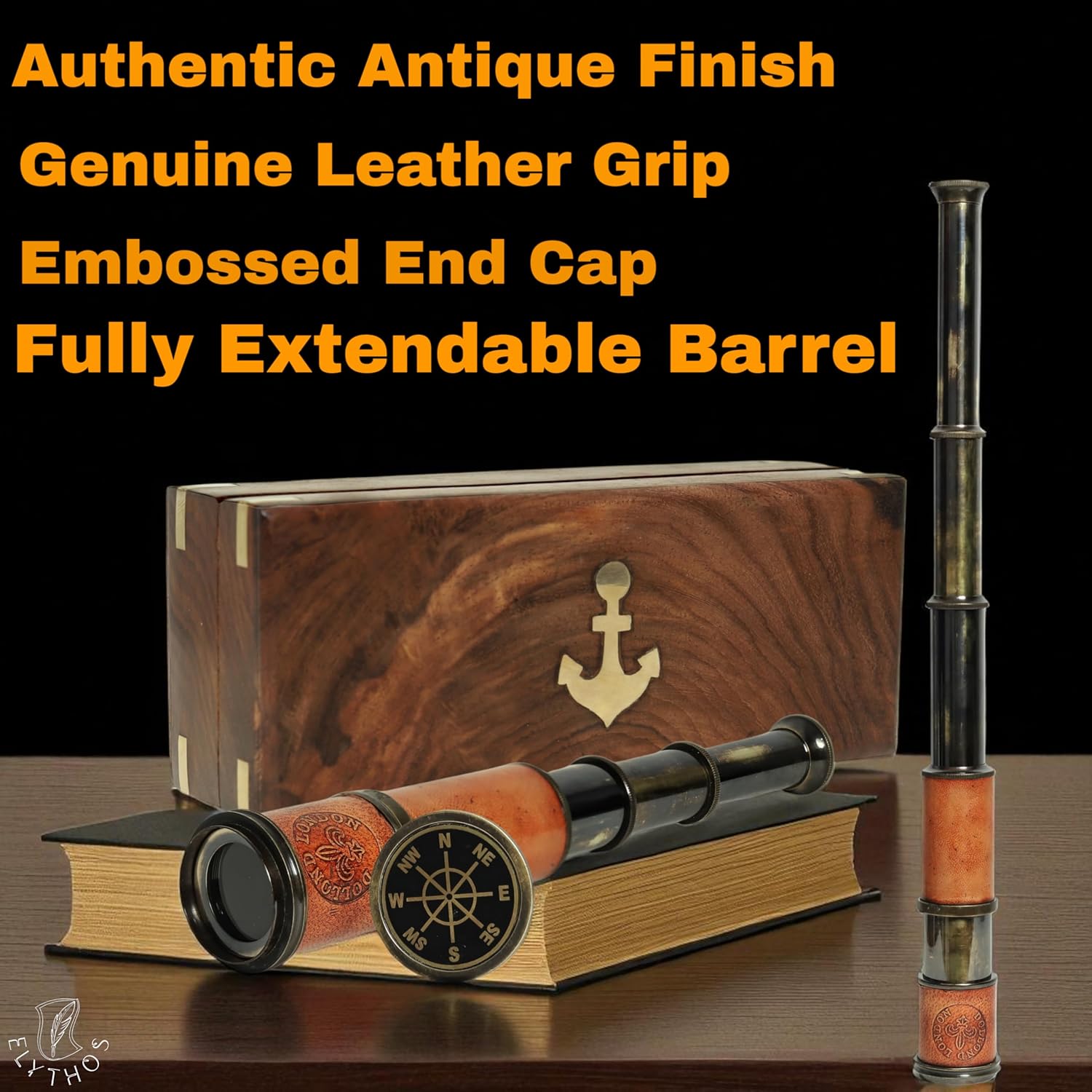 Vintage Brass Telescope with Leather Wrap by Dollond London