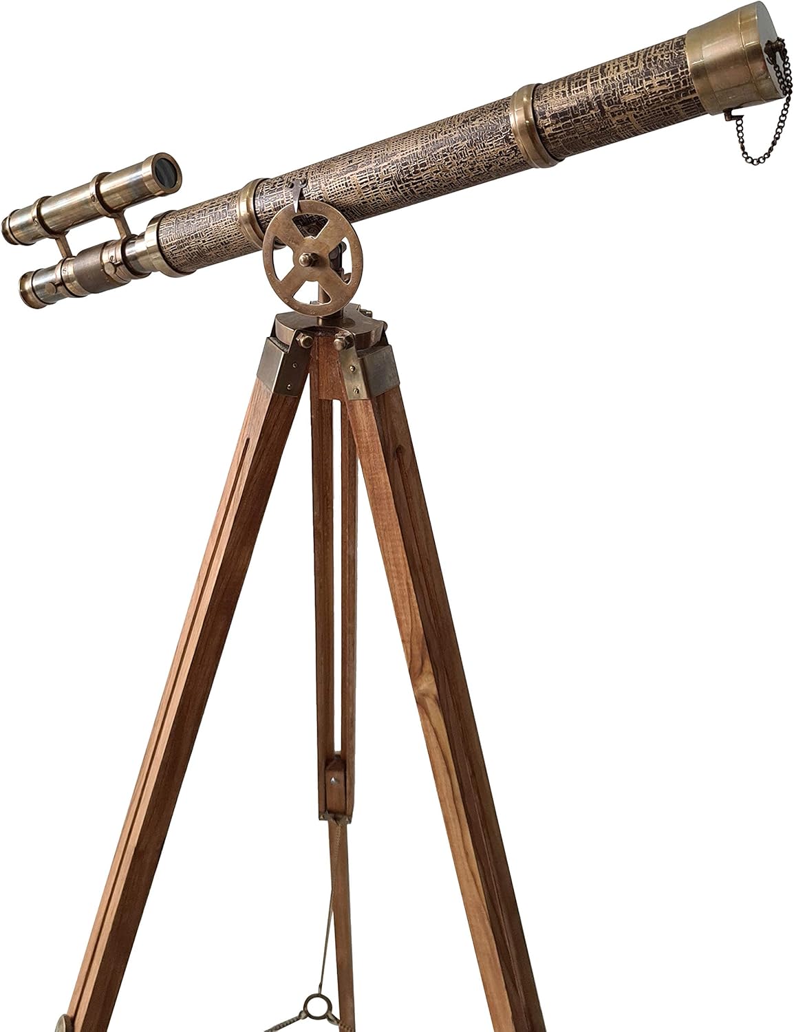Vintage Double Barrel Telescope with Brass and Leather Finish