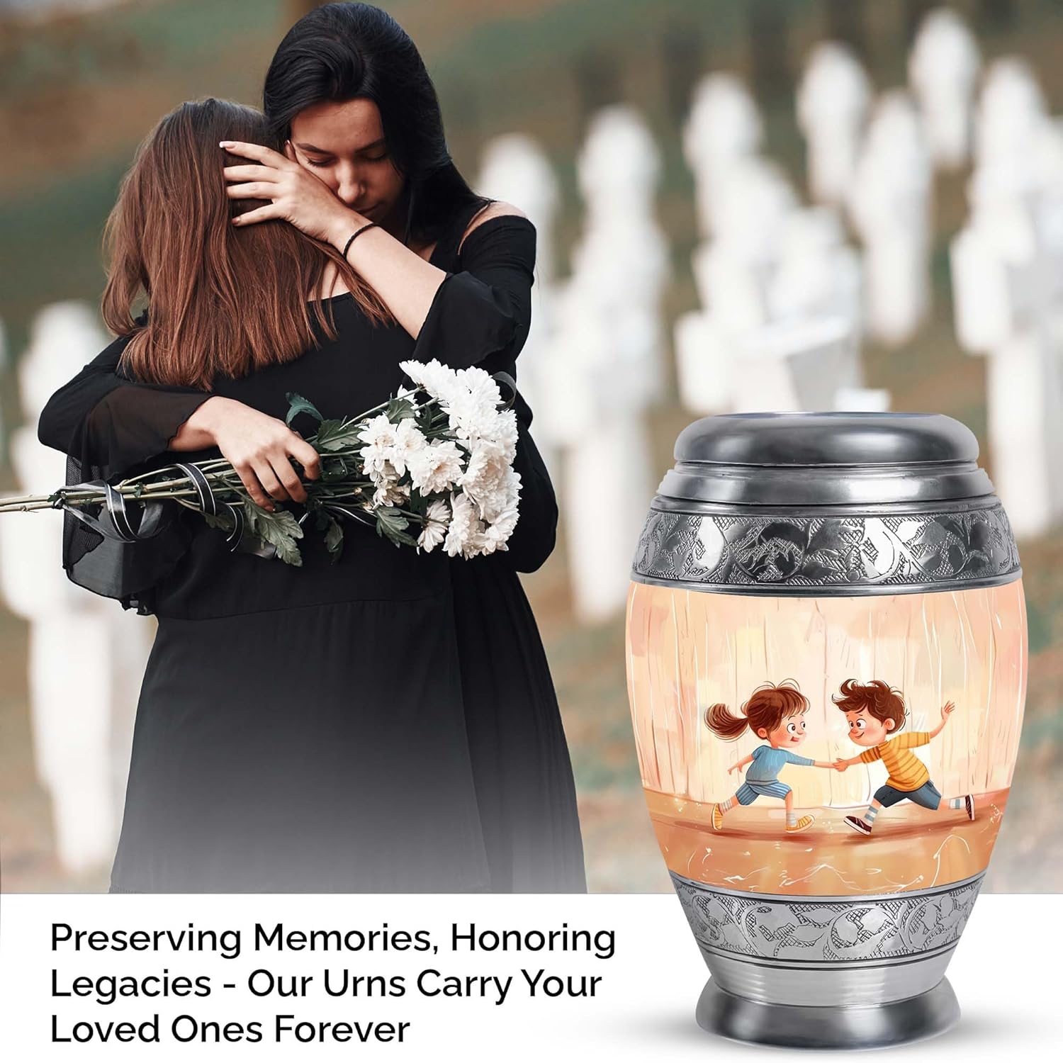 YATHABHISA 10 Inch Urn for Adult Ashes Large Velvet Bag Cremation Urn Decorative Funeral Urn for Men and Women