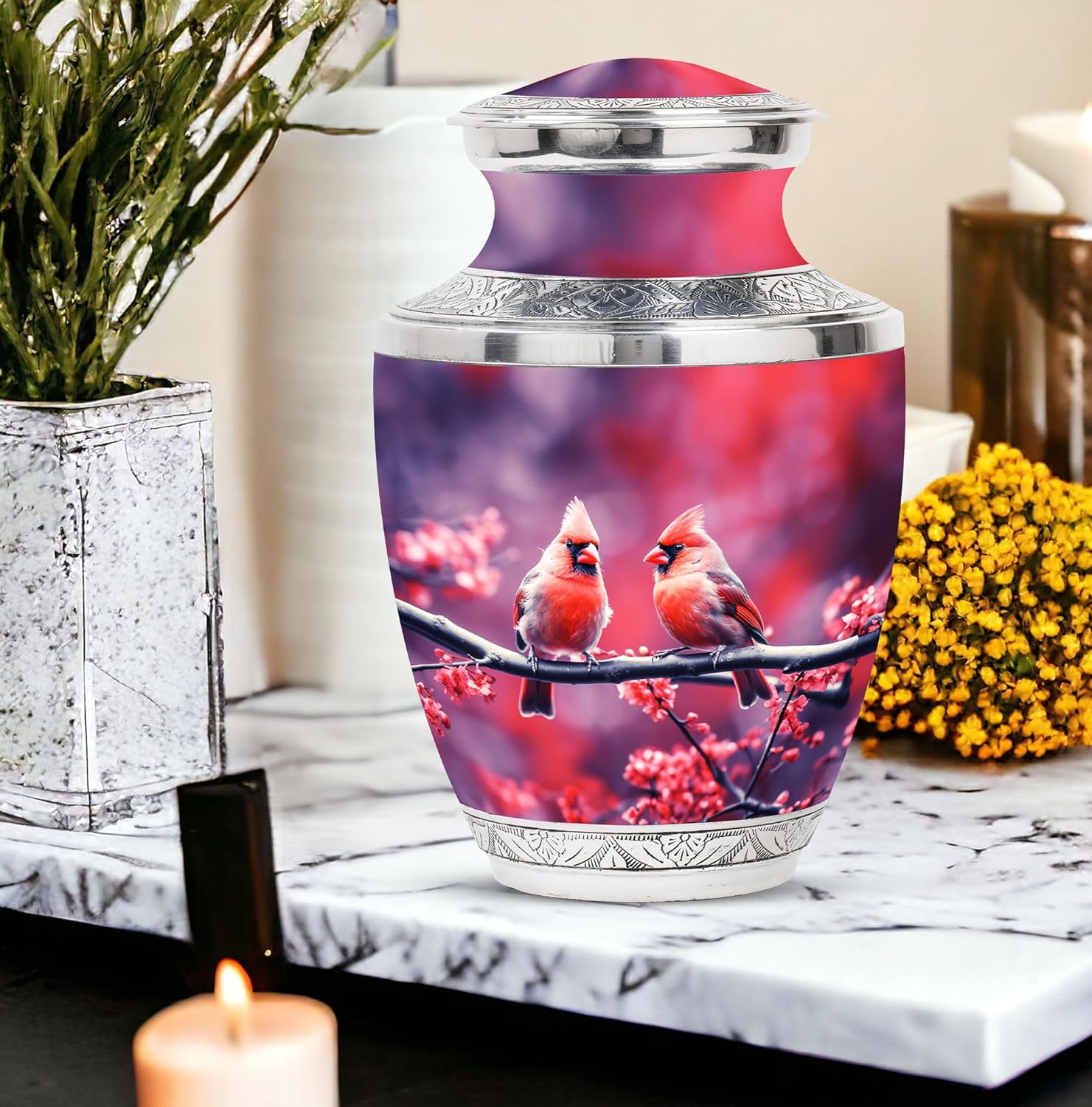 Springtime Cardinal Urns for Human Ashes Decorative Urns for Mom Dad and Remembrance