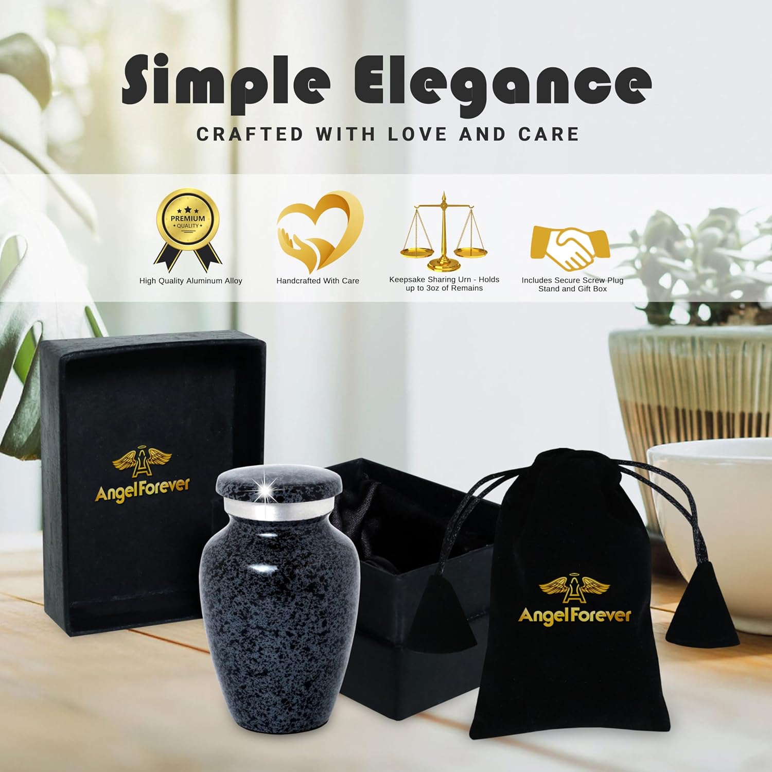 Marble Finish Cremation Urn Small Keepsake for Human or Pet Ashes Gray