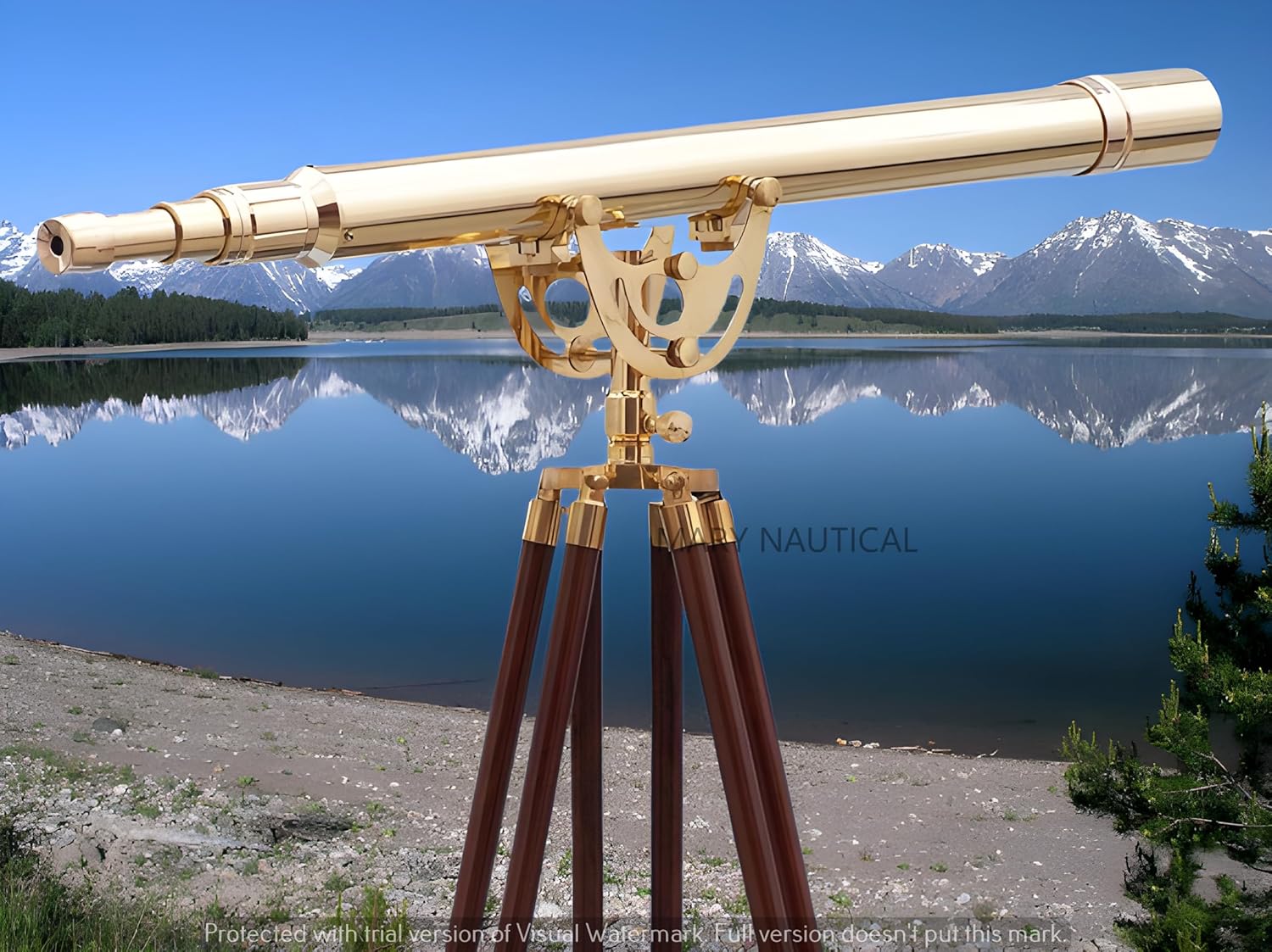 Vintage Anchor Master Telescope with Brass Stand and Wooden Tripod