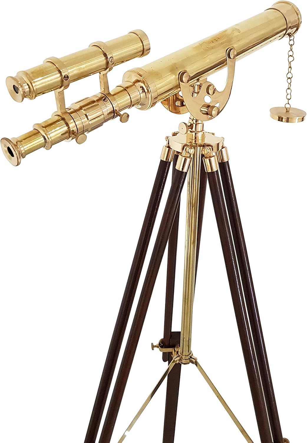 Vintage Double Barrel Brass Telescope Nautical Floor Standing Decor