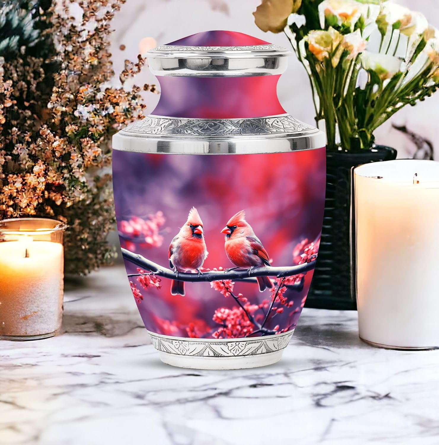 Springtime Cardinal Urns for Human Ashes Decorative Urns for Mom Dad and Remembrance