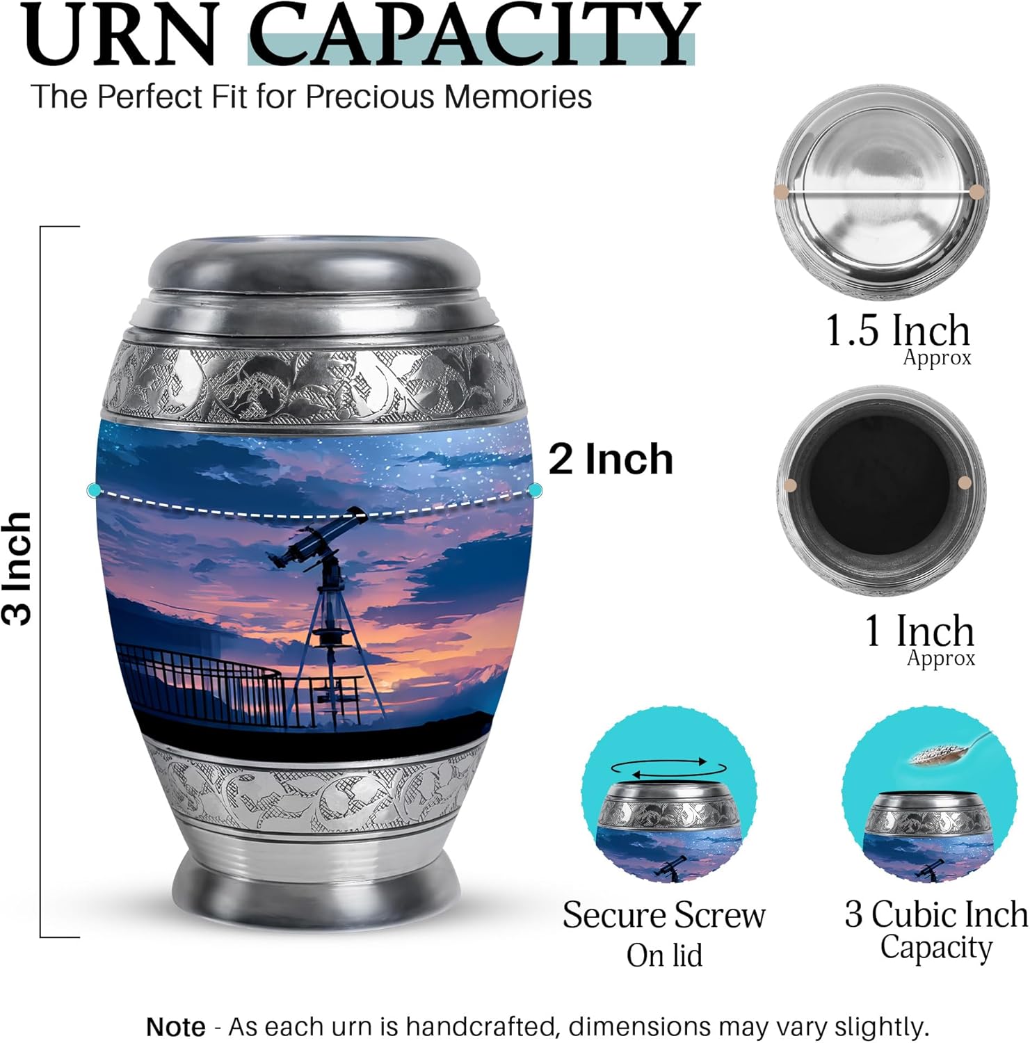 Saburial Telescope Memorial Urn Set - 3 Inch Pack of 4 for Ashes