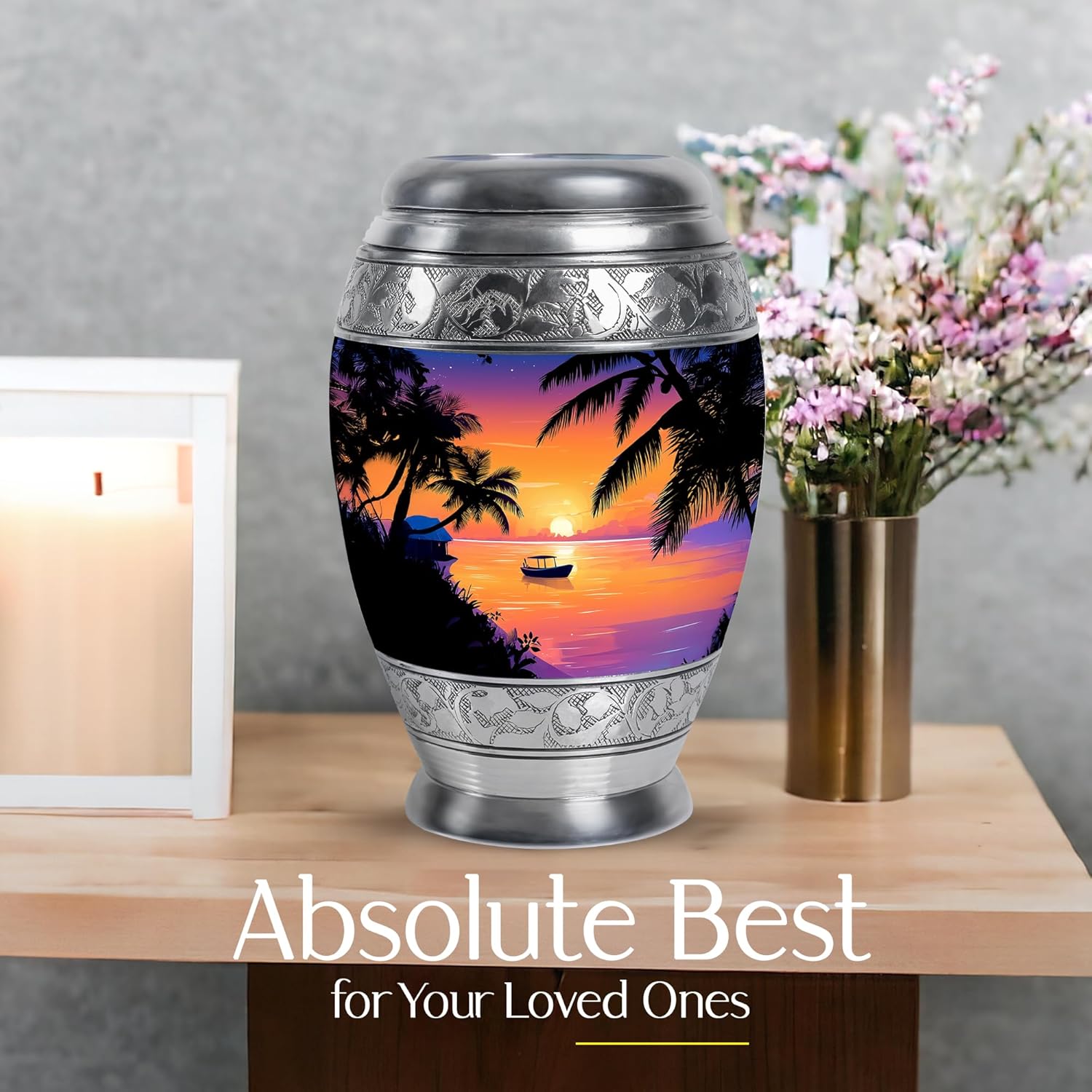 Stylish Cremation Urn for Adult Ashes - 10 Inch Large 3 Inch Small Combo