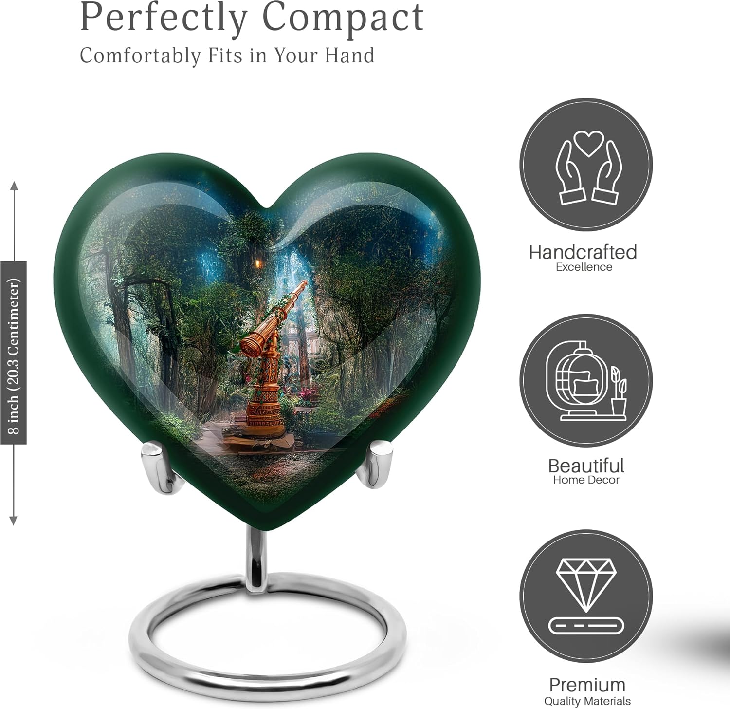 Telescope Decorative Urn for Ash - 8 Inch Cremation Urn with Velvet Liner