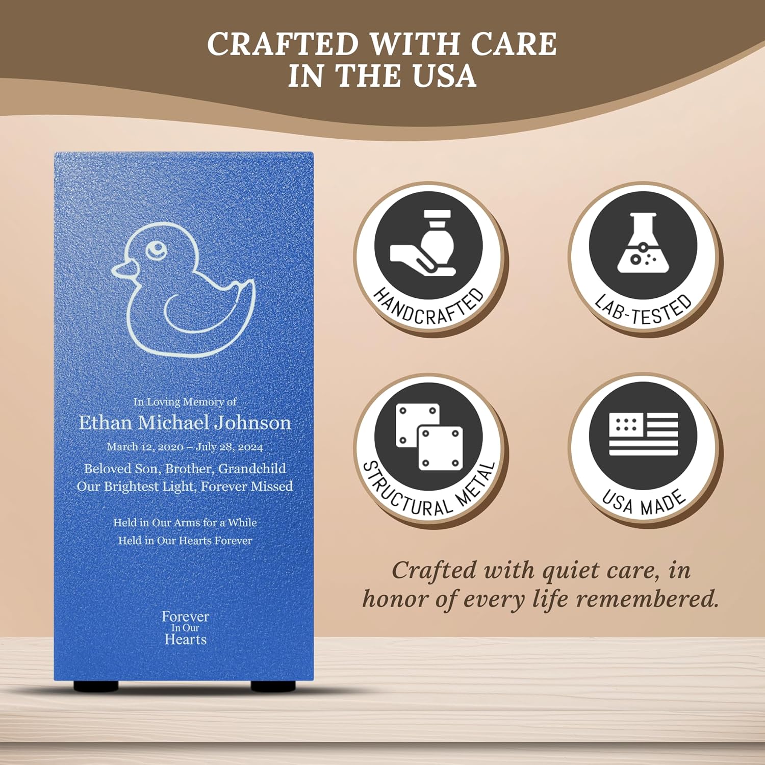 Amaranthine Urn Decorative Cremation Urn for Human Ashes - Customizable Text Color Base 1