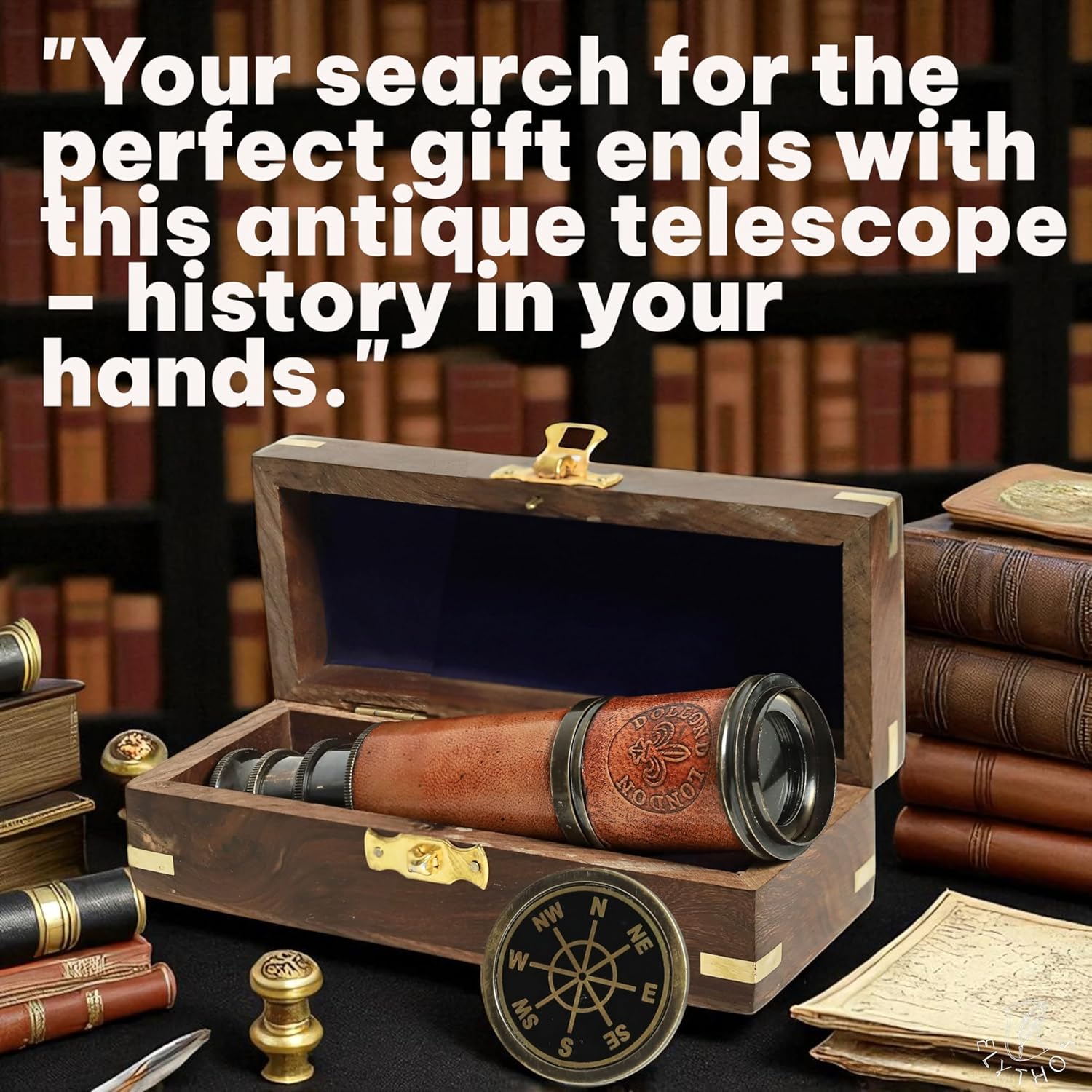 Vintage Brass Telescope with Leather Wrap by Dollond London