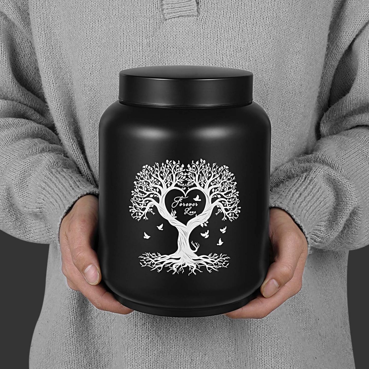 Cremation Urn for Adult Male Ashes - 200 Cubic Inches Stainless Steel Urn with Tree of Life Design