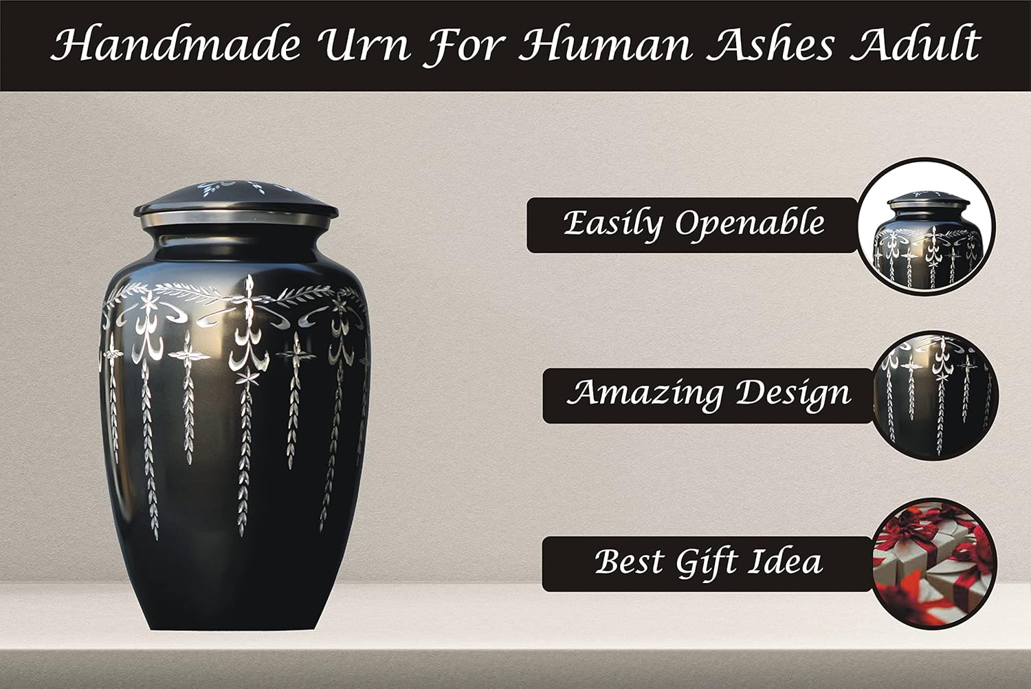 Adult Cremation Urns for Human Ashes - Decorative Urns for Funeral Remembrance - Large Keepsake Box