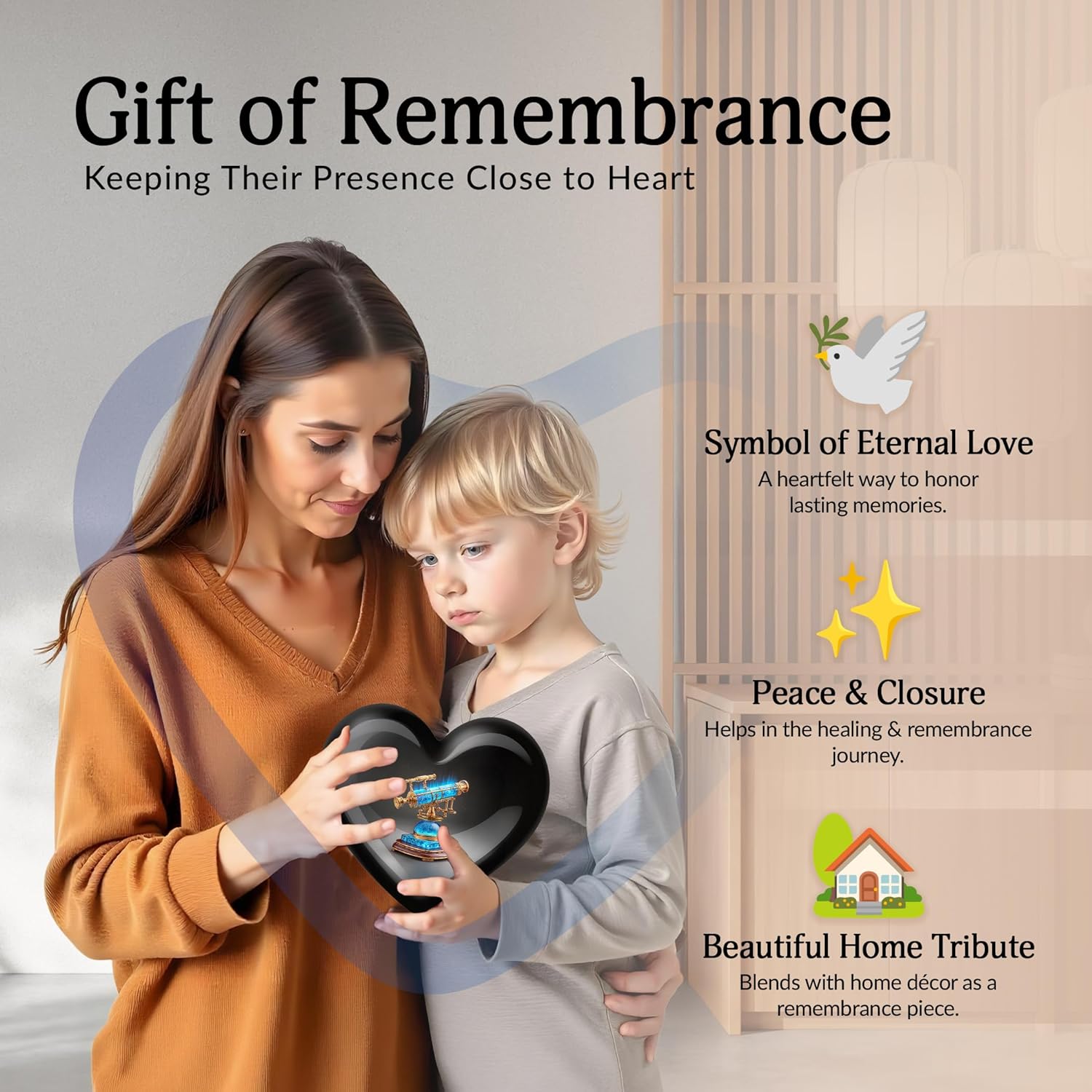 8 Inch Cremation Urn for Adult Ashes - Memorial Decorative Urn