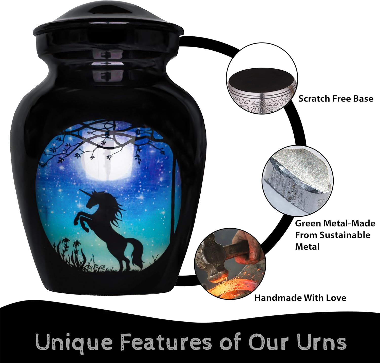 Small Urns for Human Ashes Keepsake - Unicorn Urn for Adult Man Woman Mini Urn