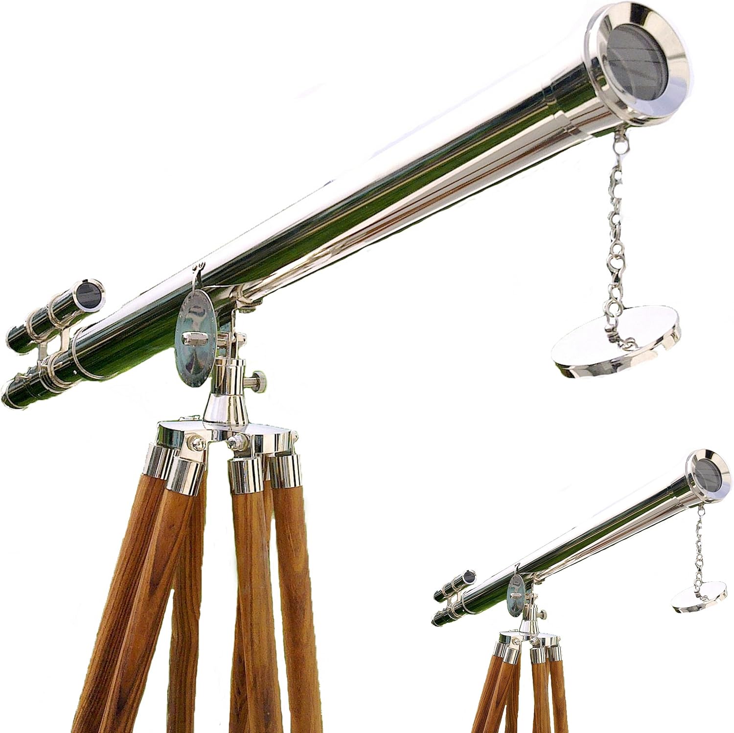 Antique Vintage Telescope with Brass and Nickel Finish