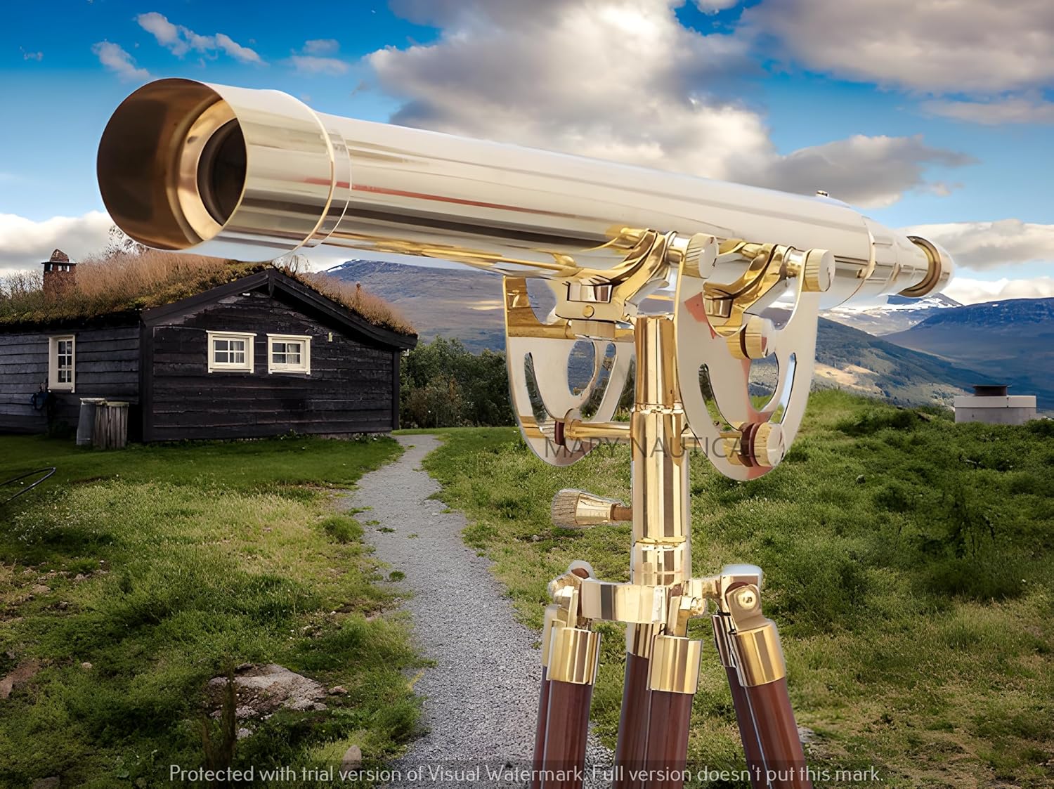 Vintage Anchor Master Telescope with Brass Stand and Wooden Tripod