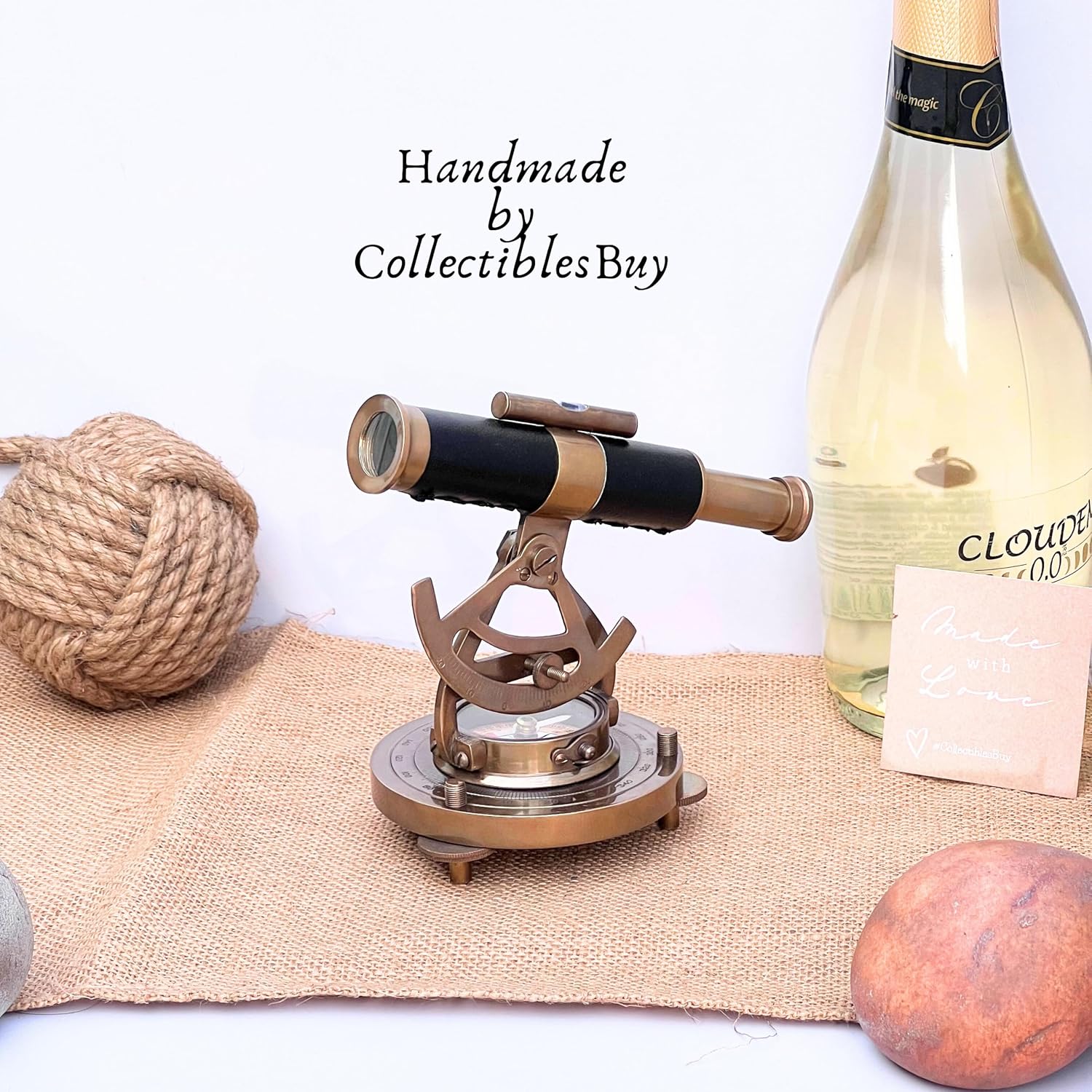 Vintage Nautical Brass Compass Telescope Decor